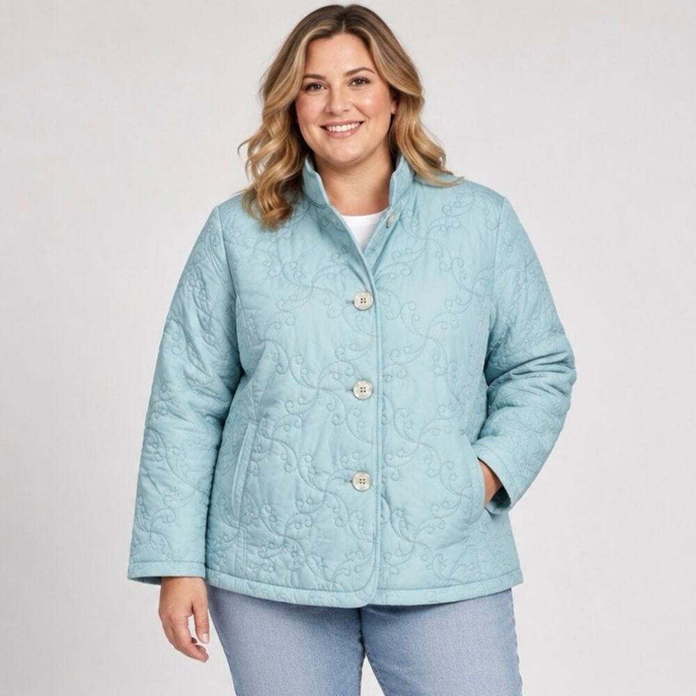 Cabela’s Vintage Y2K Women’s XL Freshwater Blue Quilted Jacket Button Front NWT